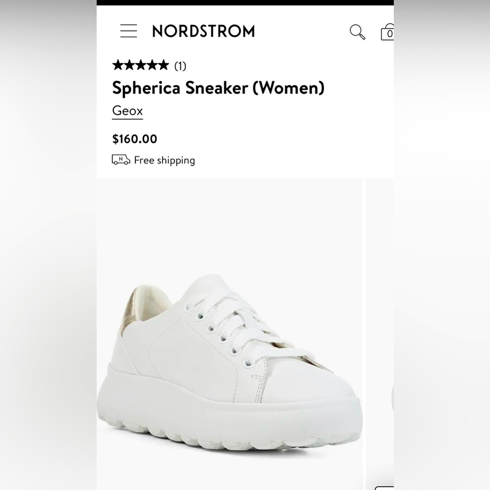 GEOX WHITE AND GOLD SPHERICA SNEAKERS